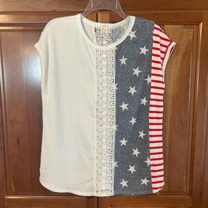 7th Ray White Lace-Back Short Sleeve Top